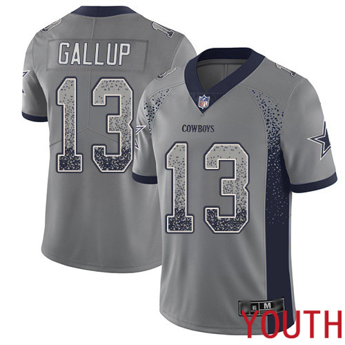 Youth Dallas Cowboys Limited Gray Michael Gallup #13 Rush Drift Fashion NFL Jersey
